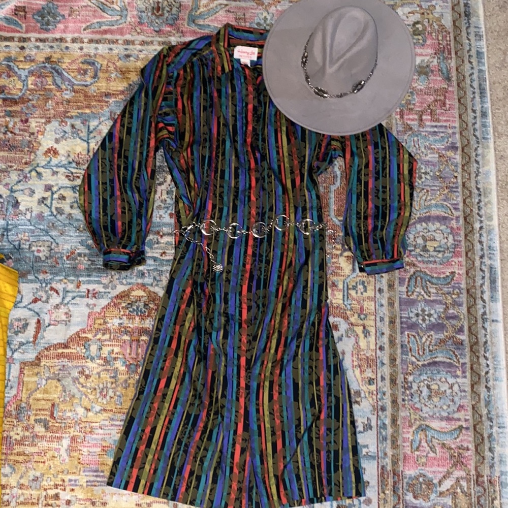 Henry-Lee Petites | Vintage 80’s Striped Western Style Button Down Dress